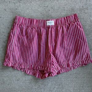 American Eagle lounge red white stripe ruffle boxer shorts